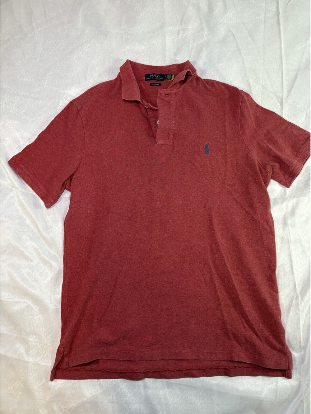 Polo Ralph Lauren Men's M Classic Fit Solid Red Short Sleeve Logo Polo Shirt